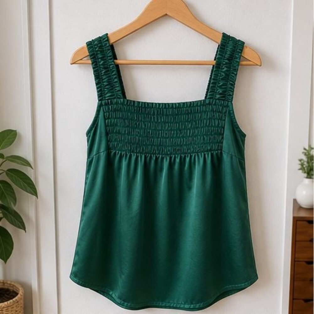 Emerald Smocked Top